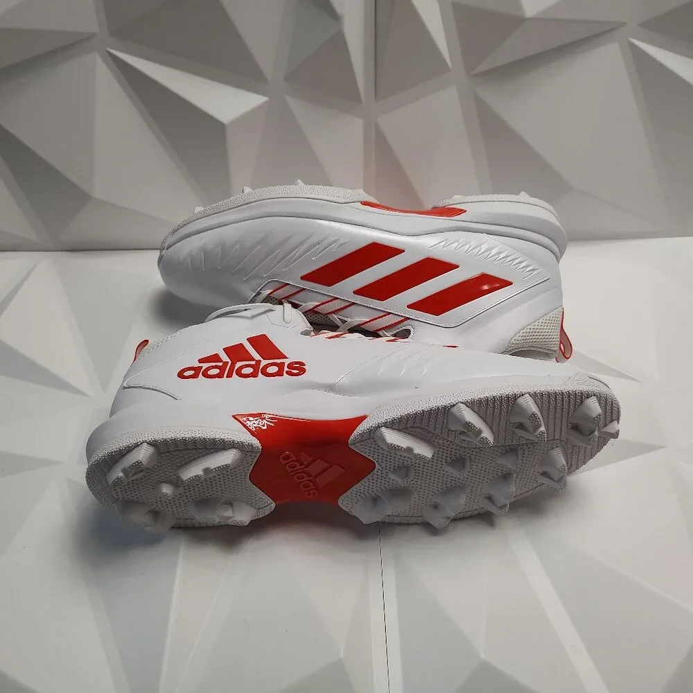 Adidas Mens Football Cleats 18 White Orange Shoe Lacrosse Nasty Mid Top - Picture 10 of 13